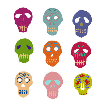 Dia de los Muertos mexican sugar skulls set