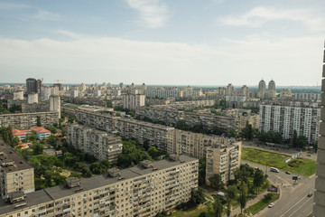 Continuous development of urban areas paneled high-rise residential buildings. Kiev. Ukraine