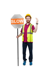 Workman with Stop Sign