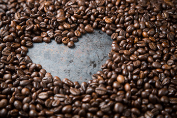 Valentines day background from coffee beans