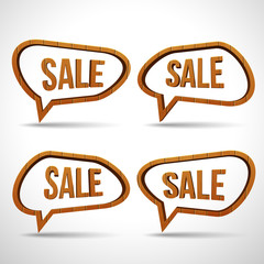 Wooden sale sign speech bubble icon