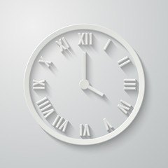 Paper flat clock icon with shadow