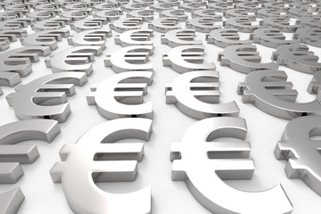Money Making / Euro Currency in Silver / 3D Rendering
