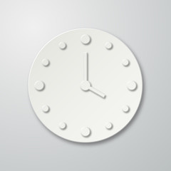 Paper flat clock icon with shadow