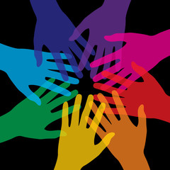 Zusammenhalt Handkreis bunt