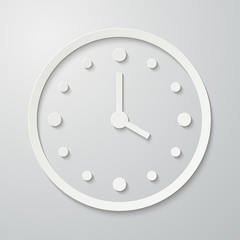 Paper flat clock icon with shadow