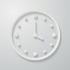 Paper flat clock icon with shadow