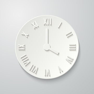 Paper flat clock icon with shadow