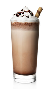 Delicious chocolate milkshake, isolated on white