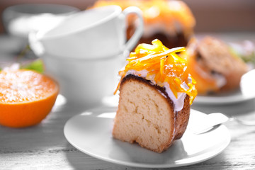 Delicious citrus cake served for breakfast