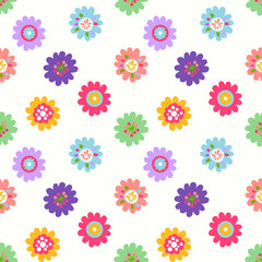 Cute seamless vector pattern with flowers