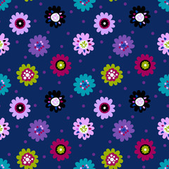 Cute seamless vector pattern with flowers