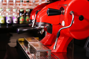 Coffee machine in cafe, close-up