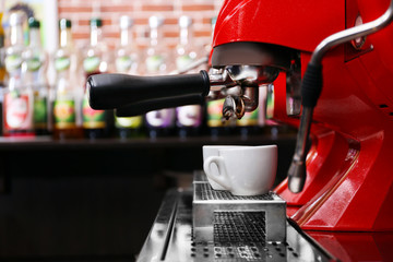 Coffee machine with cups, close-up