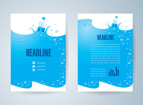 flyer brochure design template water aqua splash bottle drops