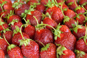 Scattering of dark red strawberry