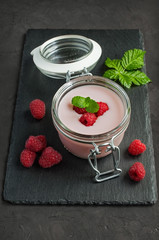 Yogurt with fresh raspberries
