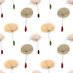 Dandelion seeds on white background