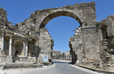 Vespasian Gate in Side, Turkey