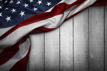 American flag on wall 