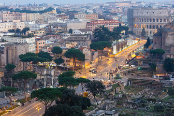 Rome City  illuminated view, Italy.