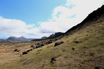 The nature of the Faroe Islands on a summers day in the north Atlantic 