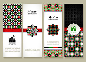 Banners set of islamic. Uae color design.