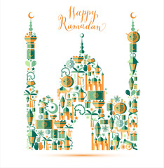 Happy Ramadan icons set of Arabian. © olga_milagros