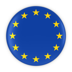 European Flag Button - Flag of Europe Badge 3D Illustration