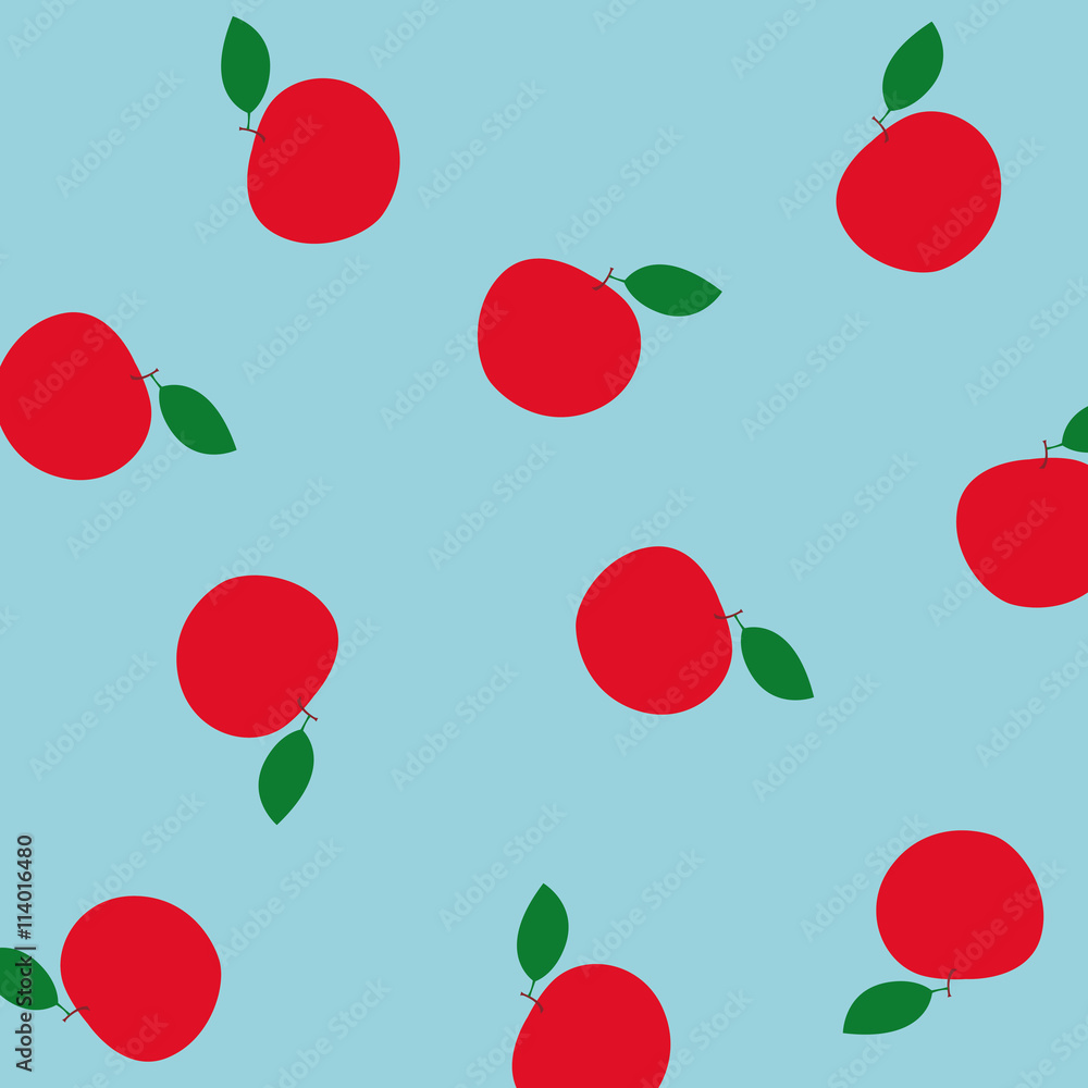 Wall mural cherry patter in blue color backdrop