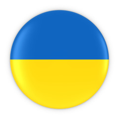 Ukrainian Flag Button - Flag of Ukraine Badge 3D Illustration