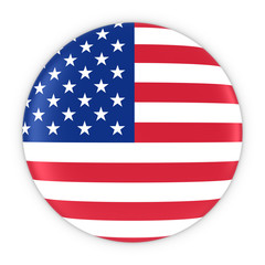 American Flag Button - Flag of America Badge 3D Illustration