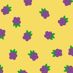 Fototapeta na wymiar Grapes pattern in yellow color backdrop