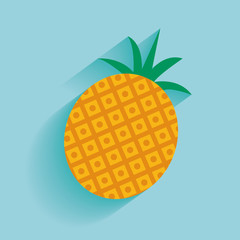 pineapple flat illustration in blue color backdrop