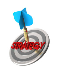 Dart hitting target. Strategy concept. 3D illustration.
