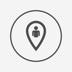 Map pointer user sign icon. Marker symbol.