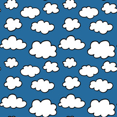 Clouds seamless pattern hand-drawn illustration