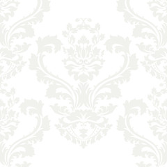 Vector damask pattern ornament. Elegant luxury texture for wallpapers, fabrics or texture backgrounds. Exquisite floral baroque element. White cloud color