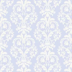 Foto auf Glas Vector floral damask baroque ornament pattern. Stylized peonies flowers. Elegant luxury texture for textile, fabrics or wallpapers backgrounds. Lavender color © castecodesign