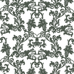 Vintage Vector Floral Baroque ornament damask pattern. Elegant luxury texture for texture, fabric, wallpapers, backgrounds and invitation cards. Green color