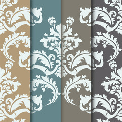 Vector damask pattern ornament set. Elegant luxury texture for wallpapers, fabrics or texture backgrounds. Exquisite floral baroque elements. Trendy colors