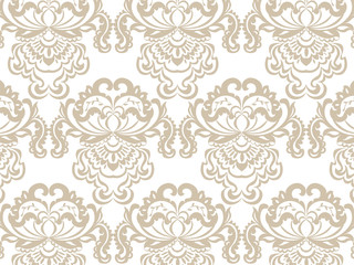Vector floral damask baroque ornament pattern element. Elegant luxury texture for textile, fabrics or wallpapers backgrounds. Beige color