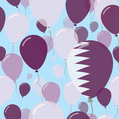 Qatar National Day Flat Seamless Pattern. Flying Celebration Balloons in Colors of Qatari Flag. Happy Independence Day Background with Flags and Balloons.