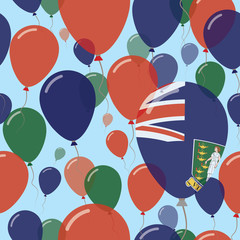 Virgin Islands, British National Day Flat Seamless Pattern. Flying Celebration Balloons in Colors of Virgin Islander Flag. Happy Independence Day Background with Flags and Balloons.