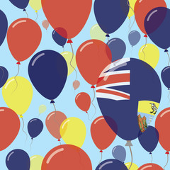 Saint Helena National Day Flat Seamless Pattern. Flying Celebration Balloons in Colors of Saint Helenian Flag. Happy Independence Day Background with Flags and Balloons.