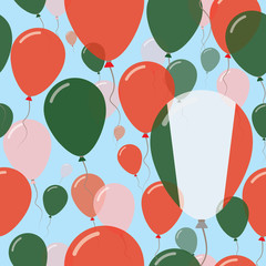 Italy National Day Flat Seamless Pattern. Flying Celebration Balloons in Colors of Italian Flag. Happy Independence Day Background with Flags and Balloons.