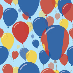 Mongolia National Day Flat Seamless Pattern. Flying Celebration Balloons in Colors of Mongolian Flag. Happy Independence Day Background with Flags and Balloons.