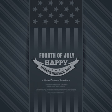 Independence Day card. 4th of July. Greeting inscription on the background of the USA flag. Happy Independence Day
