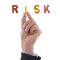 Risk and business hand