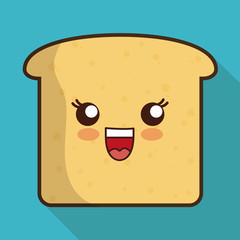 Breakfast design. Kawaii bread  icon. Vector graphic